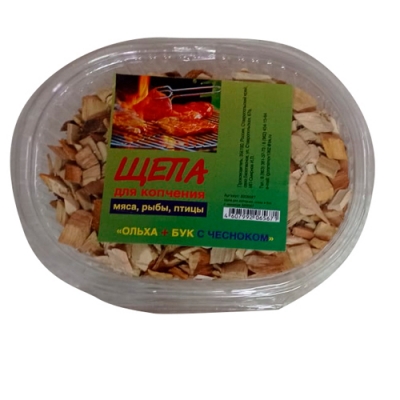 Щепа для копчения с добавлением натуральных специй в контейнере бук с чесноком 100гр