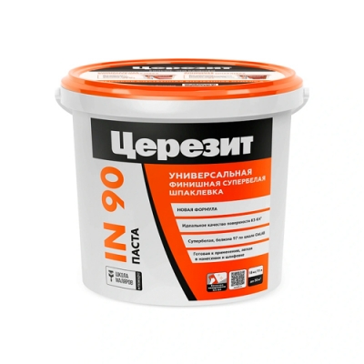 Шпатлевка финишная Церезит IN 90/18 кг PASTA готовая Супербелая 3050199 Шпатлевка финишная Церезит IN 90/18 кг PASTA готовая Супербелая 3050199