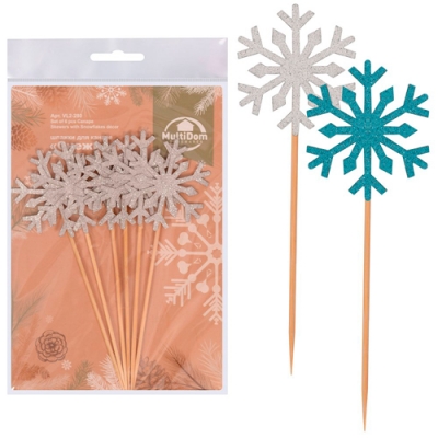 Шпажки для канапе "Снежинки". Набор 6 шт. VL2-280