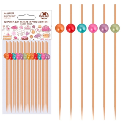 Шпажки для канапе "Яркие бусинки". Набор 24 шт. VL80-590