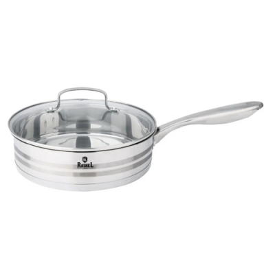 Сковорода 26 см из нержавеющей стали с крышкой (10228010/071025/5308975, Китай) (R-2/26ск) "МАРУСЯ"