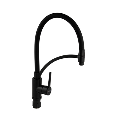 Смеситель для кухни, гибкий чёрный излив с фиксацией, корпус из нержавеющей стали MAGNUS 9422 Смеситель для кухни, гибкий чёрный излив с фиксацией, корпус из нержавеющей стали MAGNUS 9422