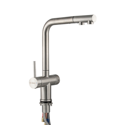 Смеситель для кухни под фильтр, вытяжной, из нержавеющ стали марка SUS 304, цвет Сатин MAGNUS 91135