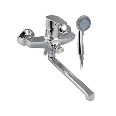 Смеситель в ванну Fabia шаровый, длинный нос, с дивектором на корпусе 21416