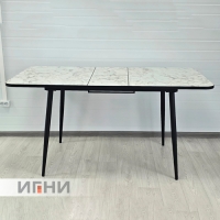 Стол Пластик Игни Миланский мрамор глянец р/р 1240*750/300 (бабочка) (металлокаркас конус черн мат)