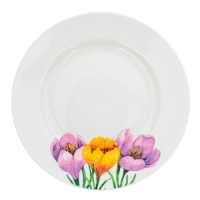 Тарелка мелкая диам. 200 мм Гладкий край Крокусы (фарфор) , р.4