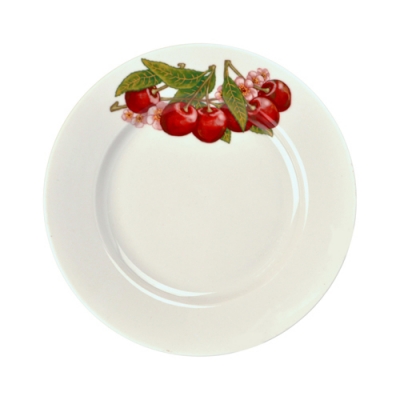 Тарелка мелкая диам. 240 мм Гладкий край Вишня (фарфор) , р.4