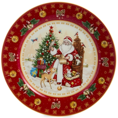 Тарелка обеденная lefard "Дед мороз" 27 см красная 85-1719
