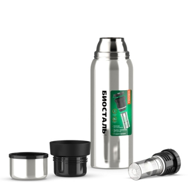 Термос "BIOSTAL-ОХОТА" у/г NBR-750Z, 2 чашки, пробка с ситечком БИОСТАЛЬ