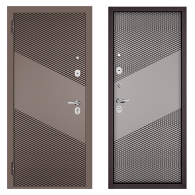 TRUST ECO PP (Шоколад букле, МДФ Эмаль капучино 9Е-163,МДФ Эмаль светло-серая 9Е-163) 2050х860 левая