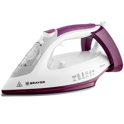 Утюг BRAYER 4009BR 2400Вт, керам., пар 140г/мин, антикапля, разбрызг., 280мл, верт.отпарив.