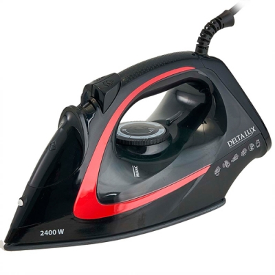 Утюг Delta Lux DE-3006 черный с красным, 2400Вт, керамика, антикапля, антинакипь