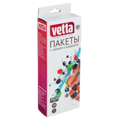 VETTA Пакеты с замком-слайдером, 10шт, 20х30см, 50мкм, 3 литра, полиэтилен арт. 438-146