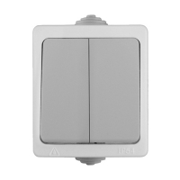 Выключатель двухклавишный "UNIVersal" серия "Аллегро", IP-54, о/у, 10А, 220В,серый (еврослот) (1280)