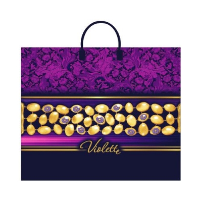 Пакет ПЭ с пластмассовыми ручками 38х35+10 (90) Интерпак ламинация (Виолет) ПЛР27434