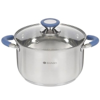 Кастрюля нерж СИЕНА 3,9л со стекл крышкой силикон/ручки Daniks SD-A93-20