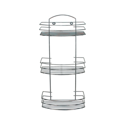 Полка для ванной прямоугольная с радиусом 3-х ярусная, хром зеркальн., арт. ППР-3