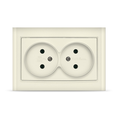 Розетка двухмест. Бриллиант, б/з, с/у, 16А, 220В, слоновая кость (7948738)
