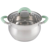 Кастрюля MENTOLO, 2,6 л, из нержавеющей стали с крышкой, ручки с силиконом арт.103576