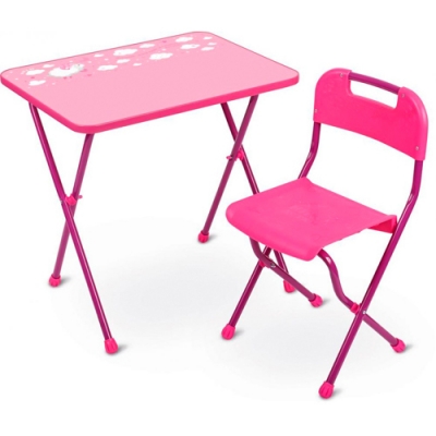 Комплект "Алина 2" (высота стола 580мм, стул пластик) розовый КА2/Р "НИКА"