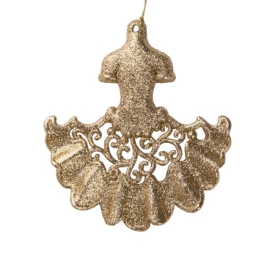 Новогоднее подвесное елочное украшение Золотое платье из полипропилена / 14,5х13см арт.75070