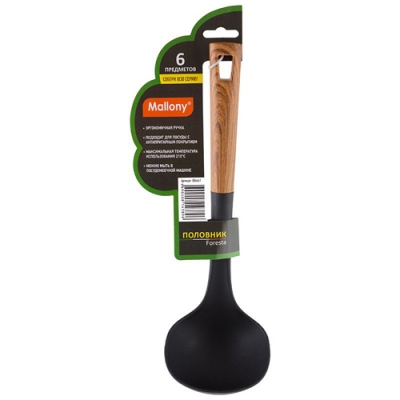 Половник из нейлона, серия Foresta, с пластм ручкой/дизайн под дерево, 32х9,5 см, тм Mallony арт.006