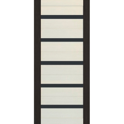 Дверь Эк шпон "Техно-Комби-1" Орех темный/лиственница стекло черное_60