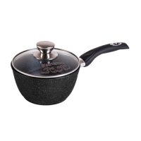 Ковш 1,2л АП Гранит black с несъемной ручкой и стеклянной крышкой арт. 81802