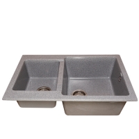 Мойка GranAlliance G-54 (770 х510мм) двухсекционная ,темно-серая с сифоном