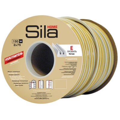 SILA Home E 150, уплотнитель самоклеящейся, белый 9*4мм