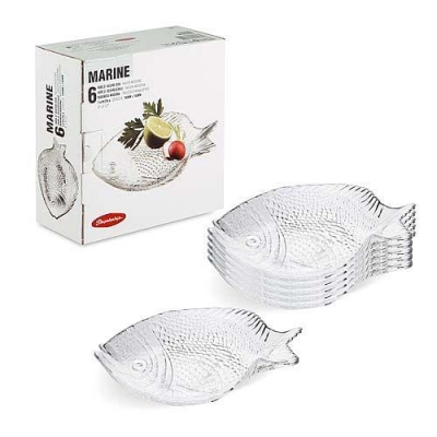 Тарелка из закаленного стекла MARINE 6 шт. 196х160 мм арт.10256B