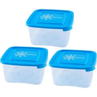 Комплект контейнеров (3шт) для замораживания продуктов МОРОЗКО 1.0л прям. С57036 ПБ а