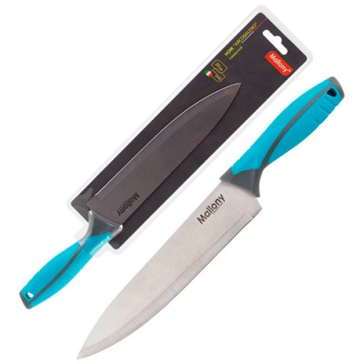Нож с прорезиненной рукояткой ARCOBALENO MAL-01AR поварской, 20 см, т.м. Mallony арт.005520