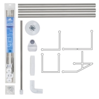 Карниз в ванную угловой хромированный 90 х 90 х 90 см с жёсткой фиксацией , из нерж 10019 САНАКС