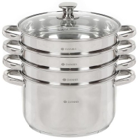 Мантоварка нерж 26см 4секции со стекл крышкой мет/ручки глянц Daniks SD-S26-4