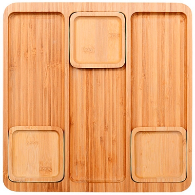 28319 Набор 4пр (поднос + 3 подставки) из бамбука 32х32х2см MB (х12) "MAYER & BOCH"