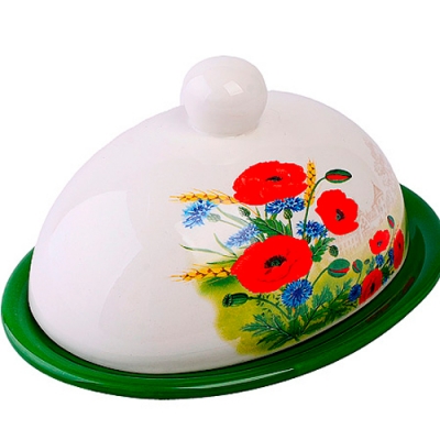 60280 Масленка с крышкой 17,8х13,3х9,8см 2пр Цветущие Маки LR (х24) "MAYER & BOCH"