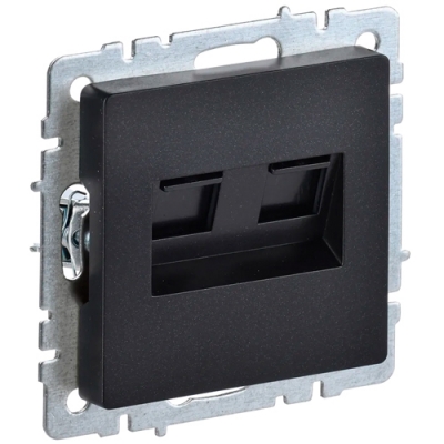 BRITE Розетка двойная RJ11+RJ45 кат.5E РК/Т12-БрЧ черный IEK