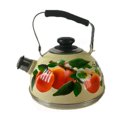 Чайник 2,5л. (подвиж. ручка) - слон. кость / абрикос (декор - нерж. сталь) TM04/25/04/31
