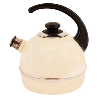 Чайник 4,0л. (конс. ручка) - слон. кость (декор - нерж. сталь) T04/40/04