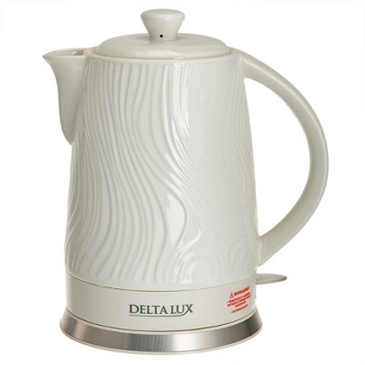 Чайник электрический Delta Lux DE-1022 корпус из фарфора, белый, 1800Вт, 1,8л