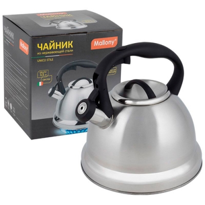 Чайник UNICO STILE, объем 3,5 л, из нерж стали со свист., , ручка с soft-touch 985621 Чайник UNICO STILE, объем 3,5 л, из нерж стали со свист., , ручка с soft-touch 985621