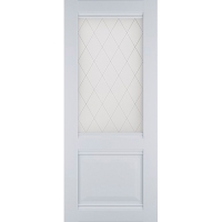 Дверь Эк шпон "Венеция" ост. мат. с витражным стеклом Белый софт _60