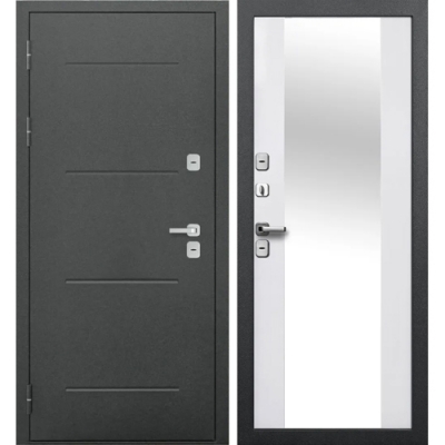 Дверь мет. ISOTERMA 11 см Серебро Эмалит белый ЗЕРКАЛО 860 левая _КЛИМАТИЧЕСКАЯ