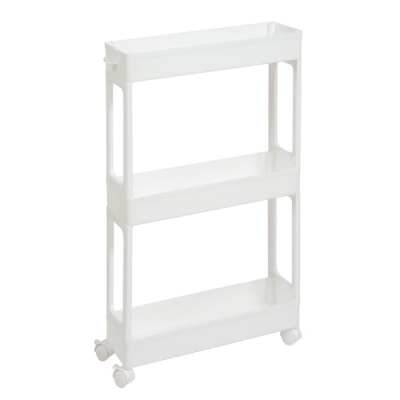 Этажерка узкая 3-х ярусная на колесах (белый) 760306 "Виолет"