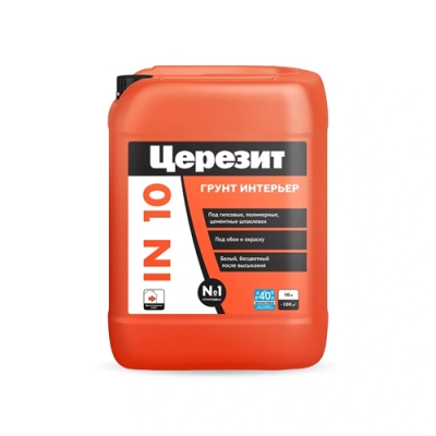 Грунтовка Церезит IN 10 интерьер, морозостойкая 10 л 2142163
