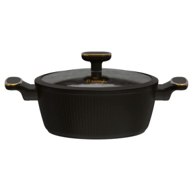 Кастрюля а/п литая 7,5 л с индукционным дном, стекл. крышка, d=28 см цвет: чёрный (R-27428) "МАРУСЯ"