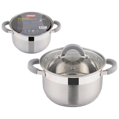 Кастрюля Felicita, объем 3,9 л, из нерж стали с крышкой из жаропрочного стекла, размер 20*12,5 см ар