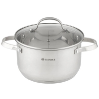 Кастрюля нержавеющая сталь, 3.6 л, крышка стекло, Daniks, Элегант, GS-01338-20CA-2, индукция (480212