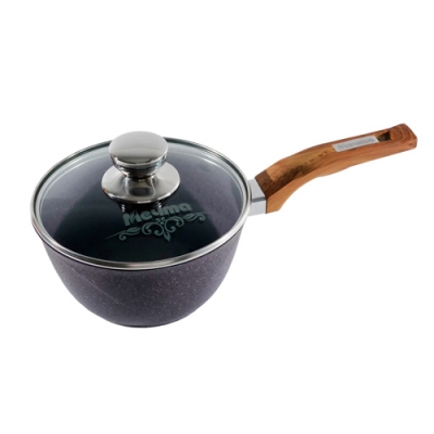 Ковш 1.2л с несъемной ручкой и стеклянной крышкой АП "Premium" (violet) арт. 81904